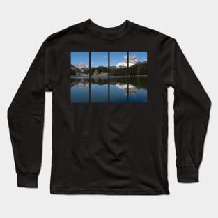 The fabulous alpine lake of Misurina in the Dolomites. Lovely and relaxing place in the Italian Alps. Reflections in the rippled water. Sunny spring day. Long Sleeve T-Shirt